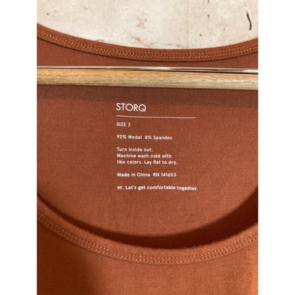 STORQ Maternity Top Womens 3 Small Camel Brown Modal Stretch Pullover Loungewear - Picture 4 of 12